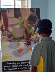 Students had the chance to view a photo exhibit about bonded labour.